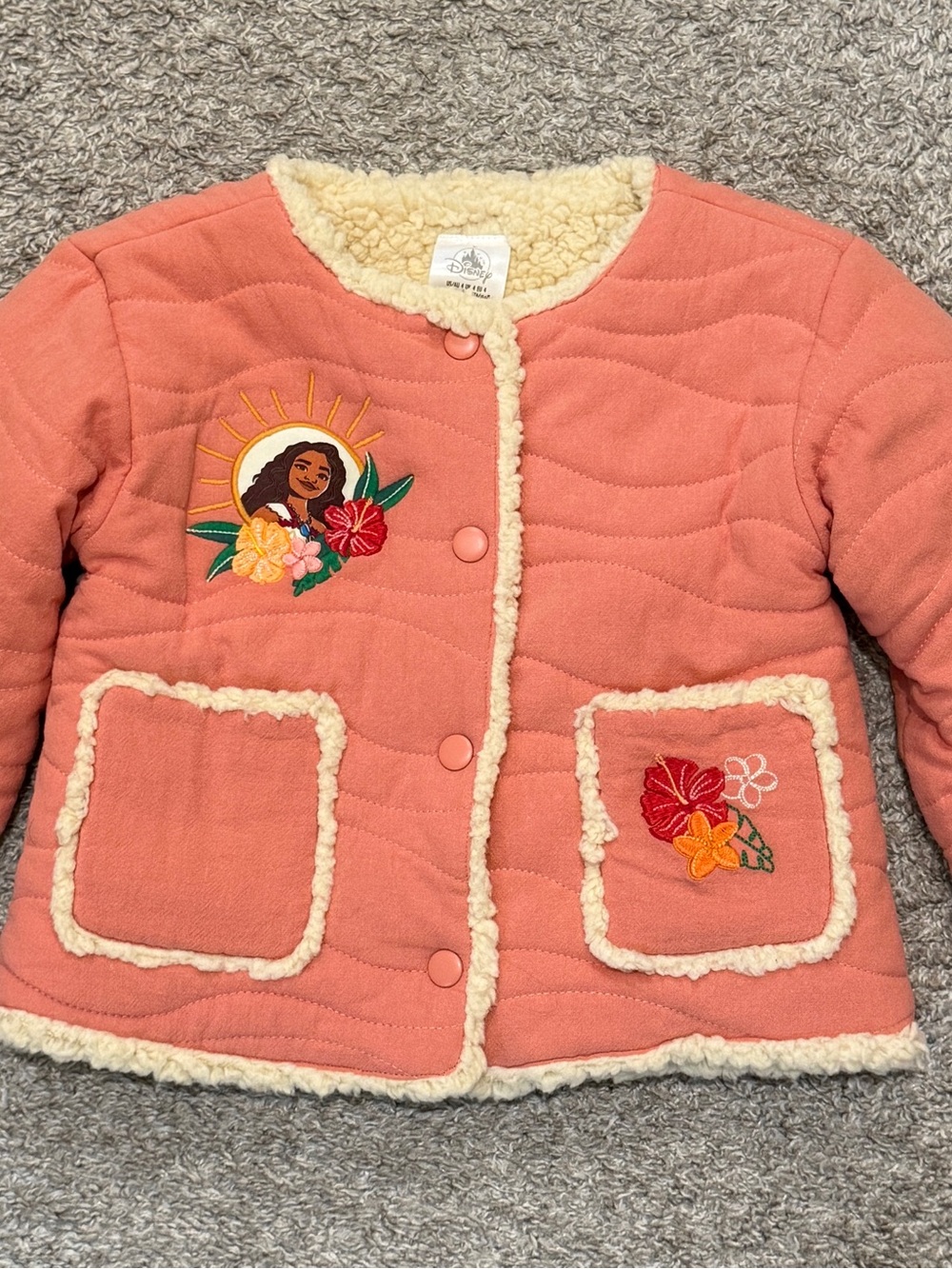 Disney Coral Quilted Puffer Jacket with Sherpa Trim